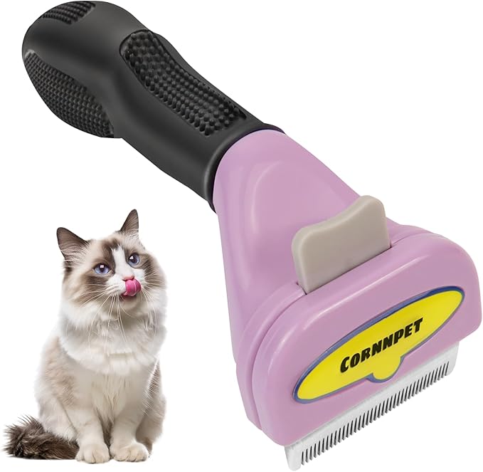 Pet Grooming Brush for Dogs and Cats, Effectively Reduces Shedding by Up to 96%, Self-Cleaning, Long or Short Hair Remover for Small Dogs & Cats(Pink)