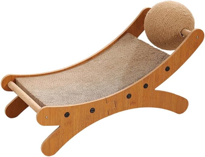Cat Scratcher Bed for Indoor Cats Mini Beach Chair with Scratching Ball - Sturdy Furniture Pet Bed for Small Animals & Kittens- Corrugated Paper