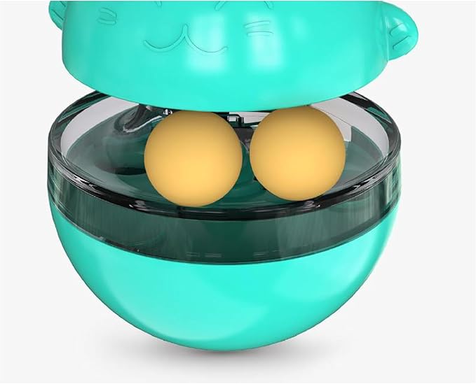 Interactive Cat Toy Treat Dispenser - Wobble Teaser Ball with Food Feeder and Swivel Wand for Cats & Kittens