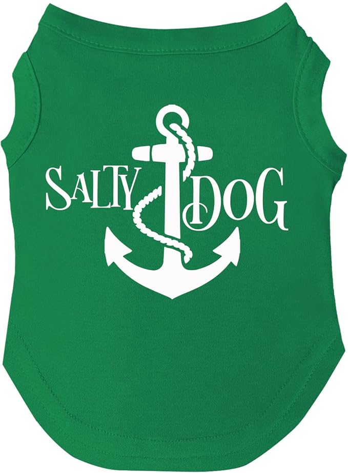 Salty Dog Dog Tee Shirt | Sleeveless | Summer Fun | Beach Vibes | Ocean Lover | Sunshine (Green, X-Large 100)