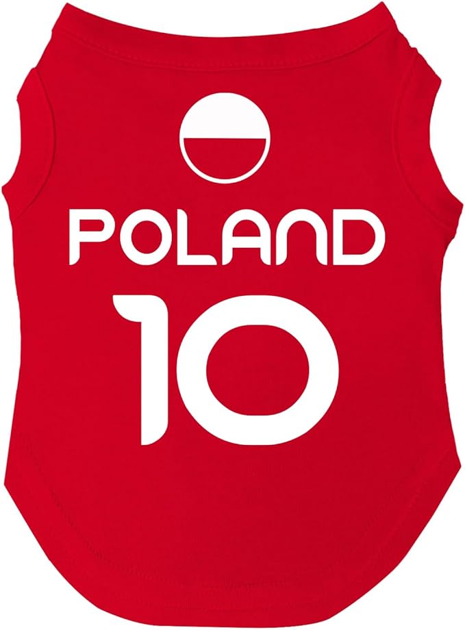 Poland Flag Soccer Jersey Style Dog Tee Shirt | Sleeveless Breeds | International Soccer | Game Day |Red, 3X-Large 1793