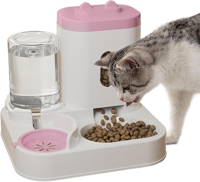 Automatic Feeder,2-in-1 Smart Drinking Food Dispenser - Cat Food Dispenser | for Outdoor Indoor Animal Kitten Puppy Feeding Watering Wet Dry