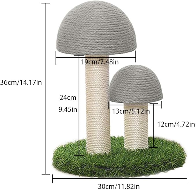 Cat Scratching Post Mushrooms Scratching Post Simulated Lawn Cat Climbing Frame Sisal Cat Scratcher Kittens Toy Home Furniture Protection Grey