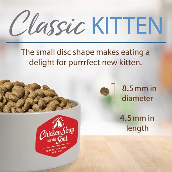 Chicken Soup for The Soul All Natural Premium Dry Kitten Food, Real Meat First Ingredient, No by-Products, Supports Brain & Vision Development, Chicken, Brown Rice & Pea, 4.5lb