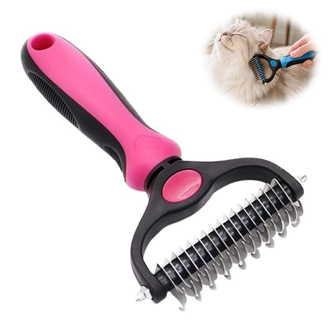 Vivanchor Pet Pro, Dual-Sided Pet Pro Grooming Tool, Cat Brush Rake and Long Haired Dog Brushes, Pets Knotter Dogs and Cats for Grooming Hair Pets Tools (Rose red B, 1PCS)