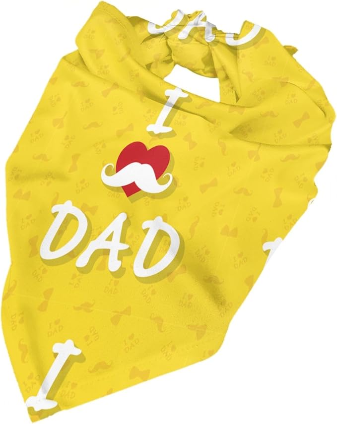 Happy Father's Day Dog Bandana Adjustable Reversible Triangle Dog Scarf Scarves Pet Bibs Costume Accessory Decor for Cats