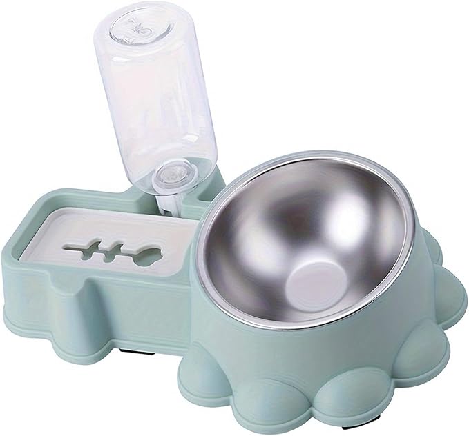 Dog Feeding Double Bowl Elevated Cats Food for Cats Dog with Automatic Water Bottle Pet Dry Food Watering Supply NonSpill Cats Dog Bowl