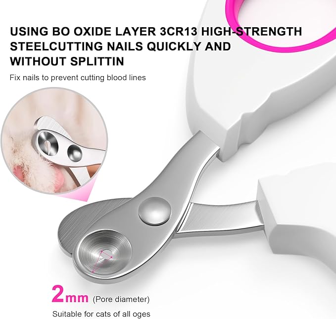 Aogeili Cat Claw Nail Clippers, Beginner Friendly Safety Trimmer, Pet Grooming Essentials Accessories with Stainless Steel Non Slip Handle for Kitten Puppy Rabbit Small Pets