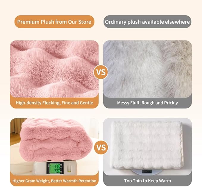 SOMAHE Cat Blanket, Reversible Sherpa & Bubble Fleece Pet Throw, Ultra-Soft Plush for Indoor Cats, Machine Washable, Anti-Static, Warm & Cozy, 22"×18" Inch Pink