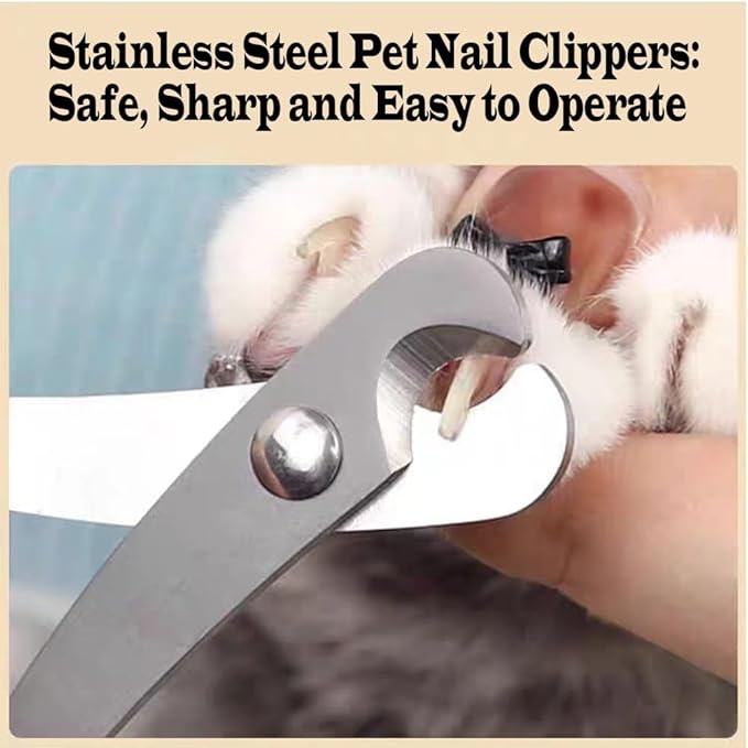 Pet Nail Clippers for Small Animals, Stainless Steel Cat Nail Trimmers with Non-Slip Handle, Safe & Sharp Claw Cutter for Puppies, Cats, Rabbits and Ferrets