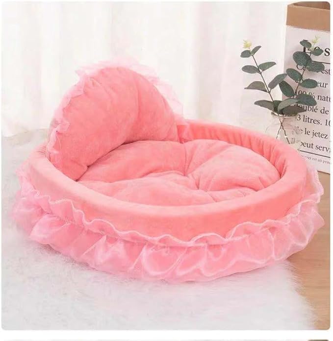 Washable Princess Pet Bed for Small Medium Dogs & Cats - Soft Plush Warm Cave Sofa Cushion, Cozy Snuggle Nest Mat, Cute Comfy Kennel Pad(18.9''X16.54''X18.9'',Pink)