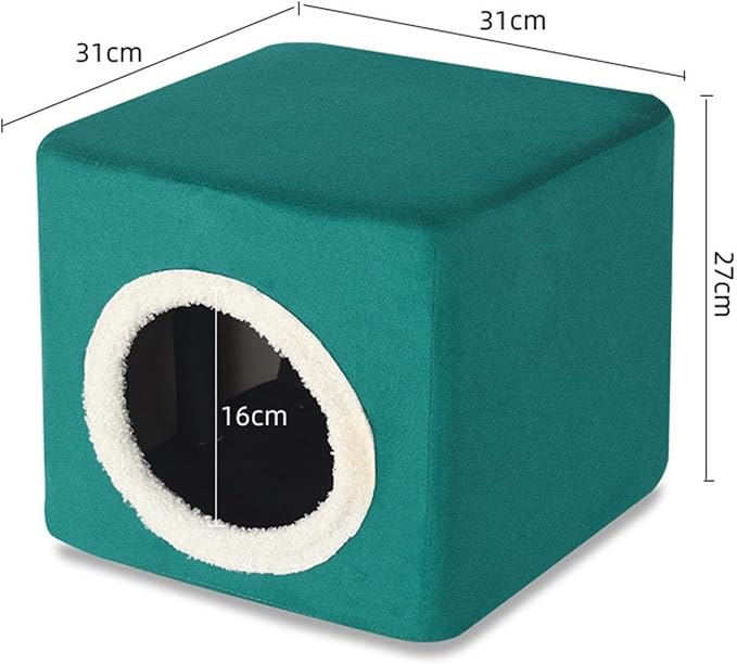 Baoblaze Cat House Cat Bed for Hideaway Furniture Sturdy Covered Cat Bed Cave Pet Condo for Cats Exercising Sleeping, Dark Green