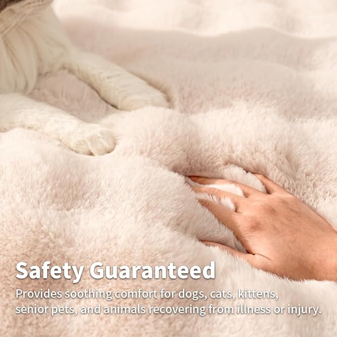 SOMAHE Pet Blanket, Reversible Sherpa & Bubble Fleece Pet Throw, Ultra-Soft Plush for Cats & Small Dogs, Machine Washable, Anti-Static, Warm & Cozy,28"×22" Inch White