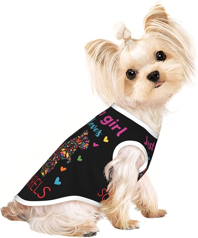 Just A Girl Who Loves Squirrels Dog Shirts Sleeveless Puppy Cotton T-Shirts Breathable Dog Clothes Pet Apparel Tank Pullover Doggy Sweatshirt Cozy Canine Wear for Small Dogs Cats Green Small