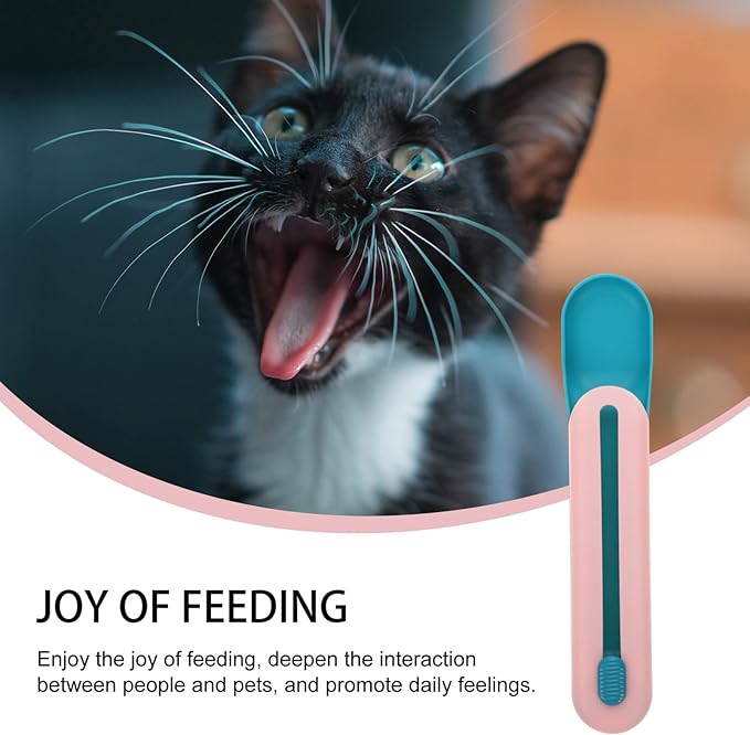Ipetboom Dog Bowls Dog Bowls Pet Feeder Cat Strip Squeeze Spoon: Lickable Wet Cat Treats Pet Feeding Watering Supplies Wet Food Storage Pet Food Spoon Blue Bowl