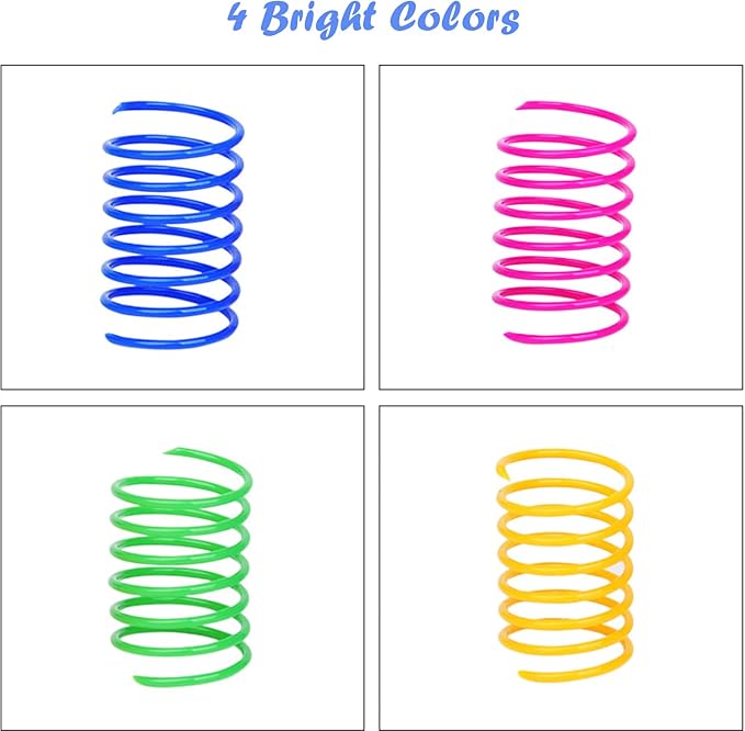 ISMARTEN Cat Spring Toys 60 Pack, Colorful Springs Cat Toys Interactive Cat Toy Plastic Coil Spiral Springs Creative Cat Toy to Kill Time and Keep Fit Heavy Plastic Spring for Indoor Cats Kitten Toys