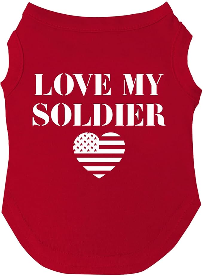Love My Soldier Dog Tee Shirt | Sleeveless Breeds | Army | Militray | Homecoming |Red, X-Large 89