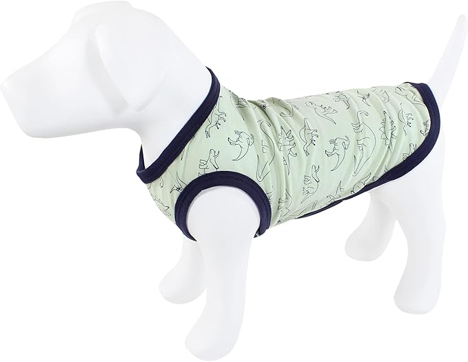 Luvable Friends Dog Pet Dog and Cats Cotton T-Shirts 2pk, Pizza Dino, Medium