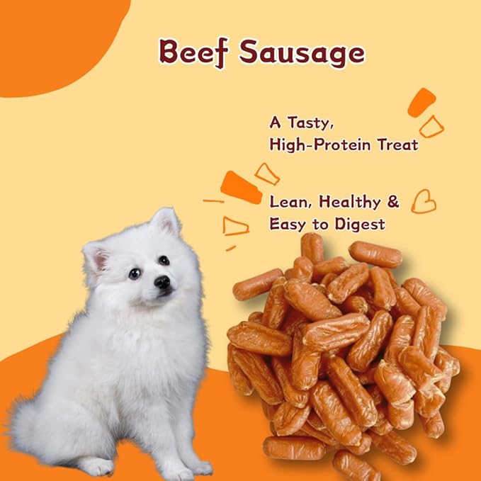 All-Natural Dog Treats, Hearty Beef Sausage Links for a Healthy Snack, A Grain-Free and High-Protein Choice for Your Best Friend,3 Pack x 14.11 Ounce(Pack of 3)