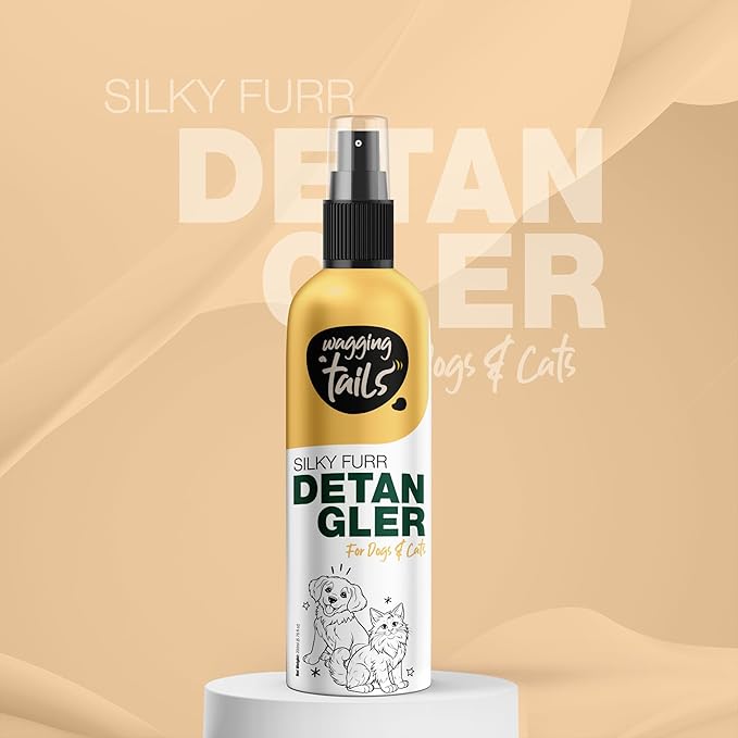 Wagging Tails Silky Furr Pet Detangler Spray for Dogs & Cats|All Coat Type|Anti-Breakage & Shine Booster|Professional Grooming Oil-Based Serum|200ml