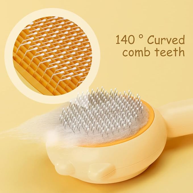 Cute Cat Ear Pet Brush – Self Cleaning Grooming Tool for Cats & Dogs – Light Green