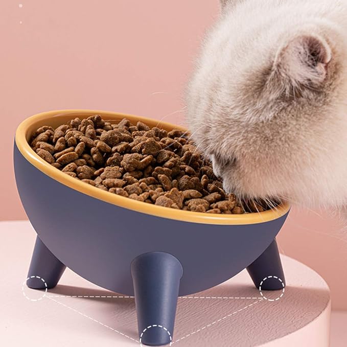 Peiiwdc Pet Feeder Bowl, Raised Tilted Elevated Bowl Pet Cats Dogs Food Water Dish Backflow Prevention Feeding Dispenser, Green