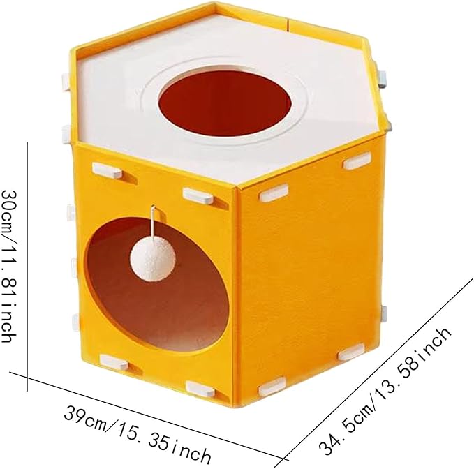 Cat House, Hiding Bed, Tunnel-Like Furniture, Scratch-Resistant, with Hole, Foldable, Stable Construction, Encourages Exercise, Suitable Fo, Orange
