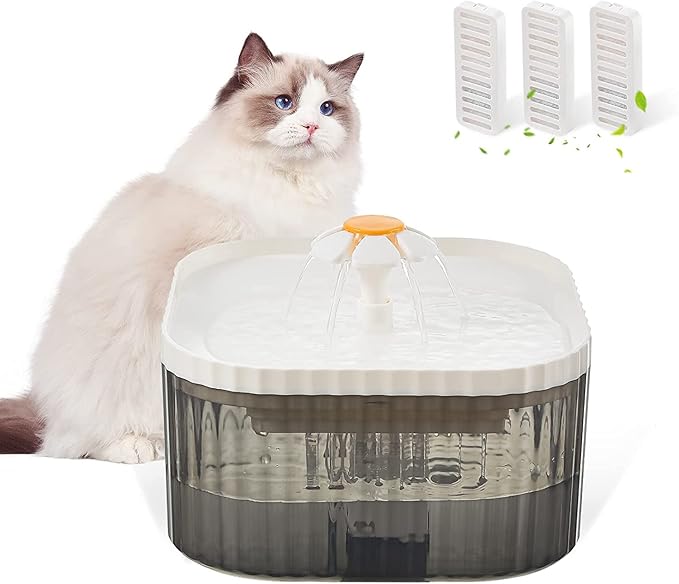 Cat Water Fountain, 2.5L Ultra Quiet Pet Water Dispenser with Smart Pump and Filters, Automatic Fountain for Dog & Cat