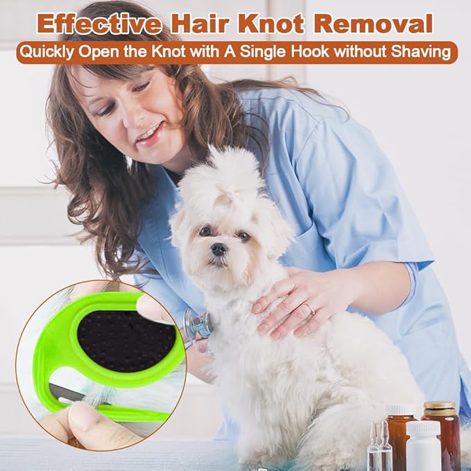 Self-Cleaning Grooming Brush, with 2 PCS Dematting Comb for Dog, Skin Friendly, Non-Slip Handle, Cat Brush for Long Haired Cats & Dogs, Pet Supplies Hair Remover Tool