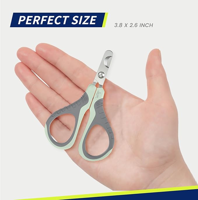 WePet Pet Nail Clippers U07.1, Professional Claw Trimmer, Bended Scissor Special for Cats, Kittens, Dogs, Puppies, Small Animals, Grey/Tea Green