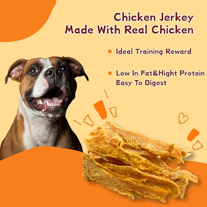 Air-Dried Chicken Jerky Dog Treats, High-Protein & Grain-Free Tender Snacks, All Natural Single Ingredient Training Reward for All Dogs, 5.29 Ounce (3 Pack x 5.29 Ounce(Pack of 3),Chicken)