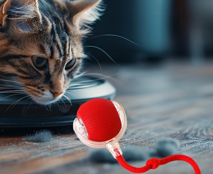 Cat Interactive Ball - Rechargeable, Motion Chase Toy, Self-Moving Kitten Toy for Indoor Playing, Fast on Carpet