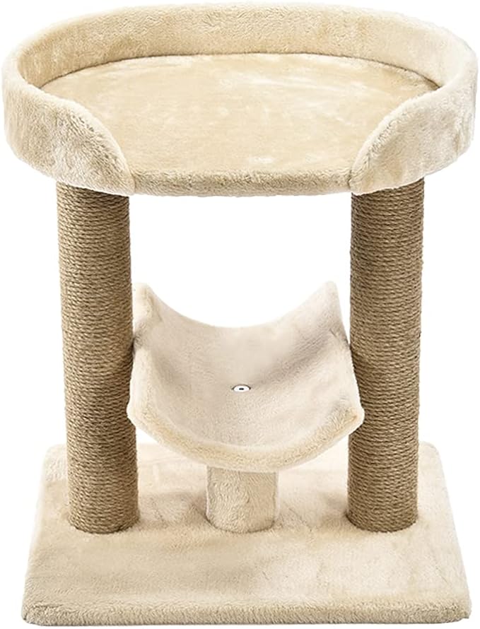 Amazon Basics Multi-Platform Cat Tree with Scratching Post for Indoor Cats up to 25lbs, 18 x 14 x 22 Inches, Beige