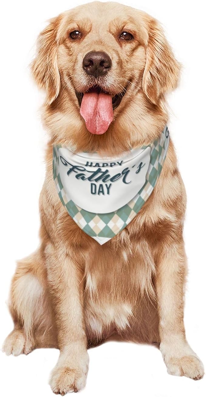 Happy Father's Day Dog Bandana Adjustable Reversible Triangle Dog Scarf Scarves Pet Bibs Costume Accessory Decor for Cats