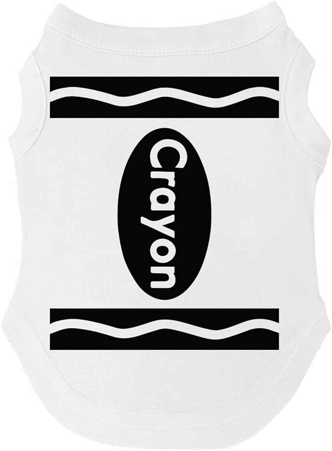 Crayon Dog Tee Shirt | Sleeveless Breeds | Halloween | Trick or Treat | Group Costume | School Parade | Family Outfits |White, Small 410