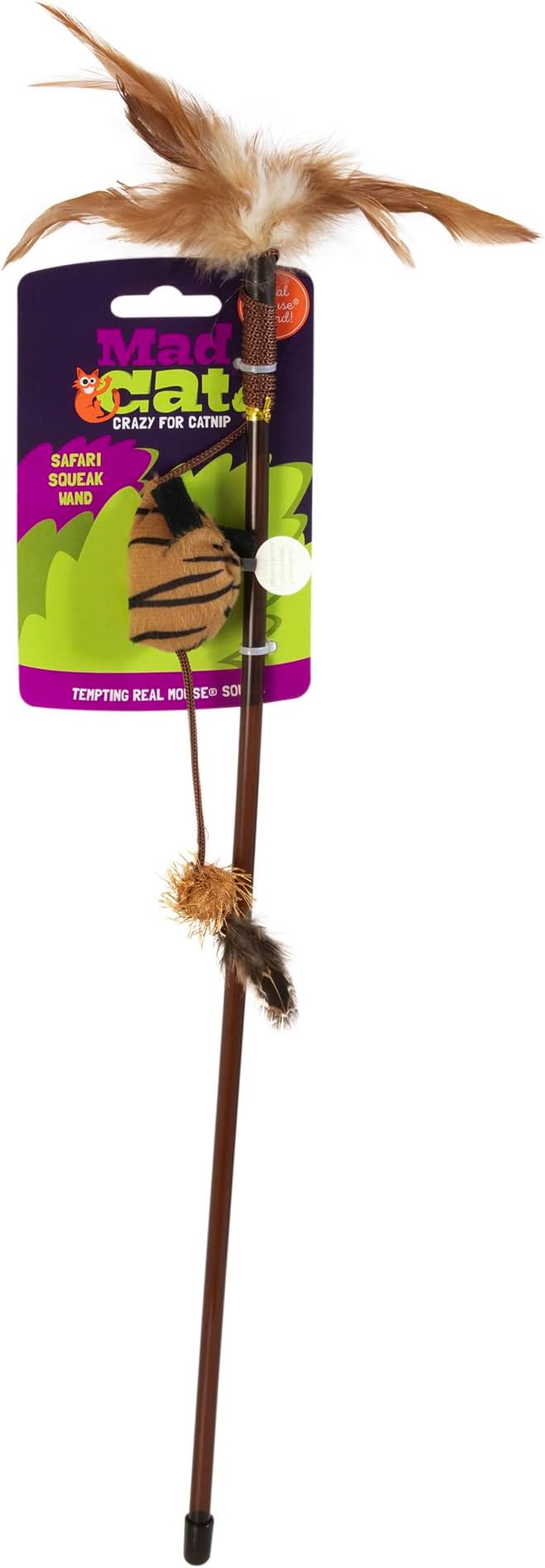 Mad Cat Safari Squeak Wand Cat Toy with Catnip, Pack of 1
