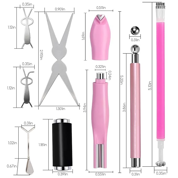 9pcs Cat Eye Magnet Set, 3-in-1 Heart Magnet for Nails, Strong Cylindrical Magnet with Scissor-Shaped/Y-Shaped Brackets/Bunny-Shaped Plates for French Heart Bunny Cat Eye Nail Art Effect