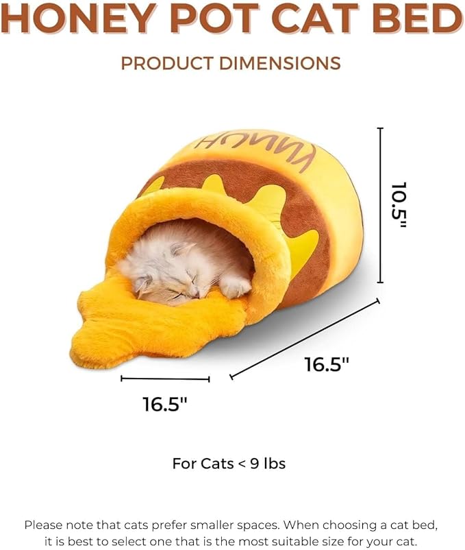 PECHVINO Honey Pot Cat Bed - Comfortable Memory Foam Pet Furniture with Removable Cushion - Stylish and Washable Cat Bed for Small Cats and Breeds