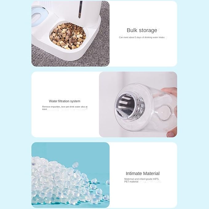 Automatic Cat Feeder and Water,2 in 1 Water Feeder - 3L Detachable Automatic Pet Food Dispenser - for Kitten Puppy Home Indoor Vacation Feeding Watering