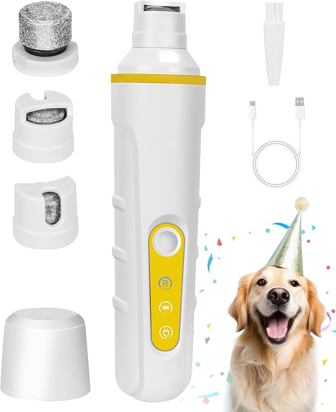 FURBONA Dog Nail Grinder with Enhanced LED Light – Super Quiet, 2-Speed, USB-C Rechargeable, LED Smart Display, 3 Grinding Options, Pet Nail Trimmer for Dogs Cats and All Pet Sizes
