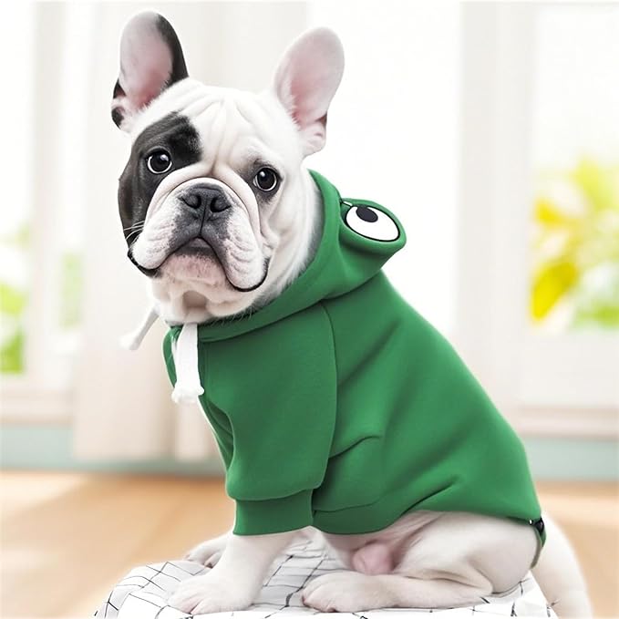 Pet Clothing Dog Transformation Frog Hoodie Autumn and Winter Warm Small Large Dog Method Dou Cat Bullfighting Clothes (Frog,L)