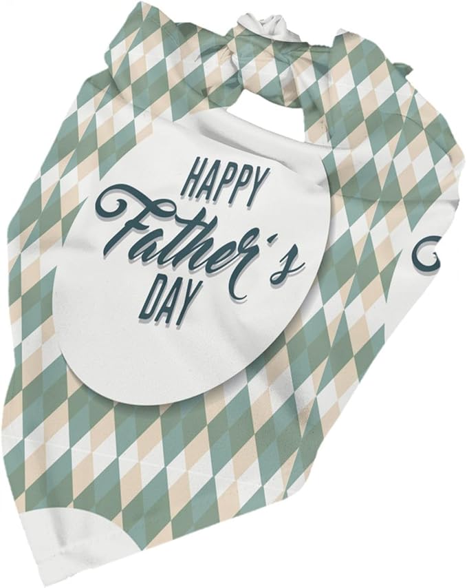 Happy Father's Day Dog Bandana Adjustable Reversible Triangle Dog Scarf Scarves Pet Bibs Costume Accessory Decor for Cats