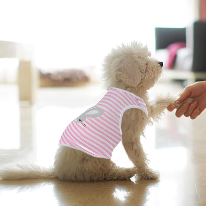 4Pcs Puppy Cat Shirts Dog Polka Dot Vest Dog Stripe Sleeveless T-Shirt Pet Soft Vest Breathable Clothes for Small Medium Dog Puppy Kitten Cat Middle-L