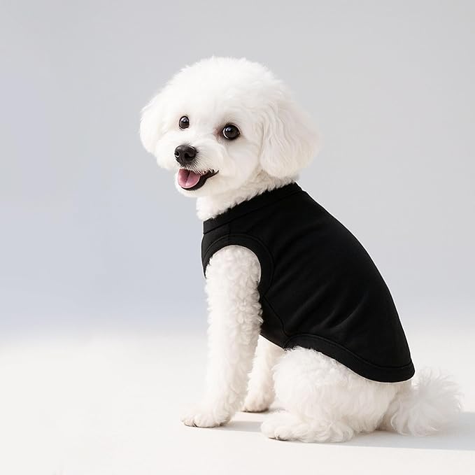 2-Pack Dog Shirts Summer Dog Clothes for Small Medium Dogs Boy, Teacup, Chihuahua, Yorkie, Pug and Cats, Solid Color Pet Tshirts Puppy Clothes, Medium, Black+ Grey