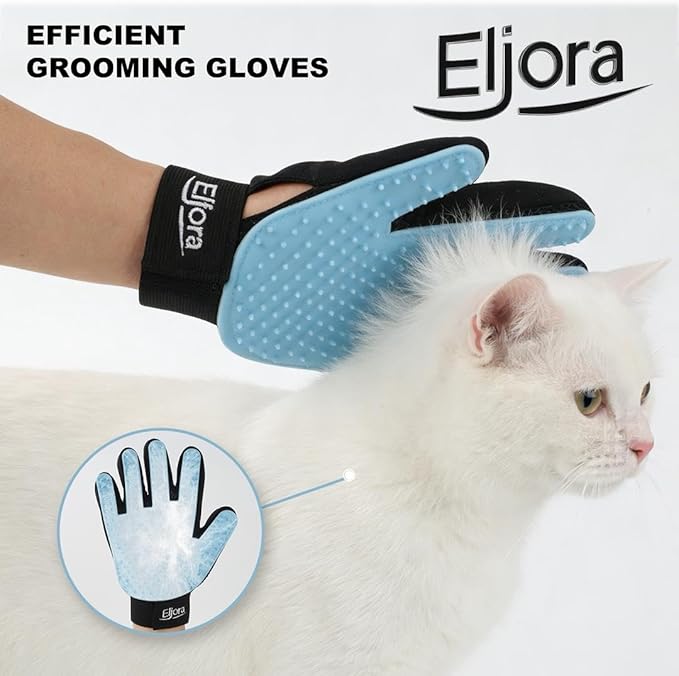 Pet Grooming Gloves (Pair – Left & Right) – 260 Silicone Tips, Dog & Cat Hair Remover, Deshedding & Massage Glove for Long & Short Hair Pets