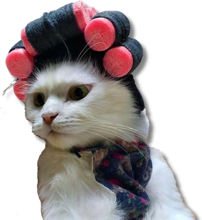 Cat Wig Funny Cute Cat Costume Hat Hair Roller Accessories Dress Up Clothing Festival Party (Pink Roller)
