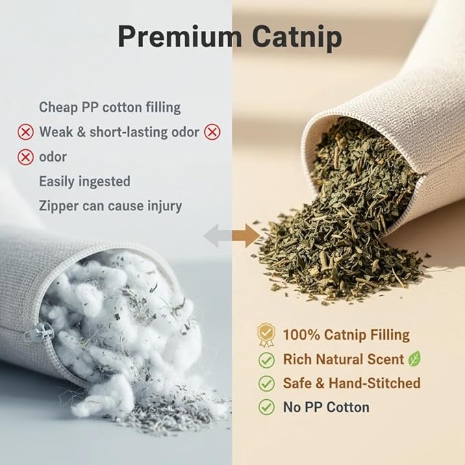 3Pcs Organic Catnip Pillows for Indoor Cats - 10000mg A+ Catnip, Sisal Scratcher Mat, Durable Teething Toy for Aggressive Chewers,Boredom, Anxiety Relief (3Pcs Small)