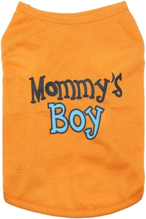 Oasis Plus Mommy's Boy Orange Pet T-Shirt Vest Outfits Clothes for Female Male Dog Cat Rabbit