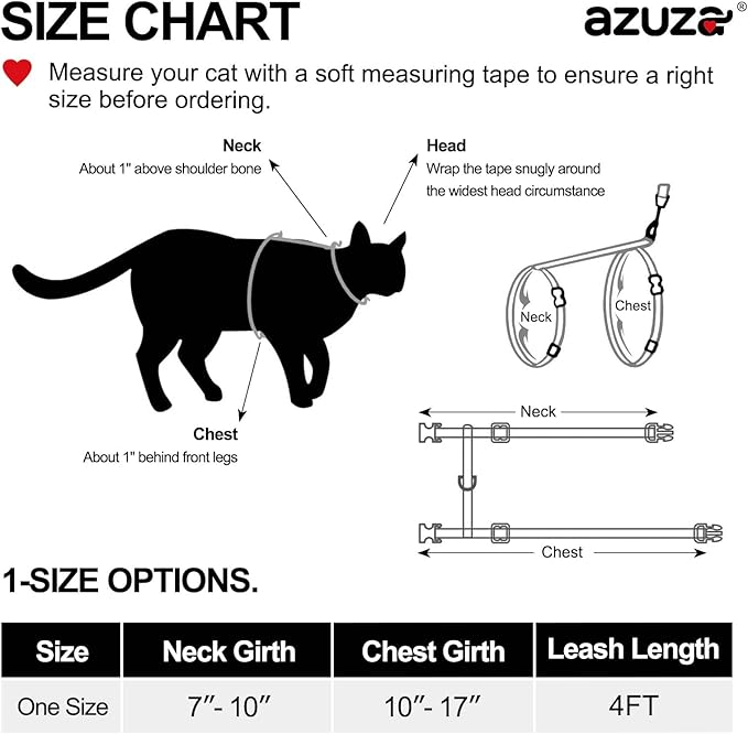 azuza Cat Harness and Leash Set for Safe Walking and Travel, Escape Proof Cat Harness, Lightweight Soft and Comfortable, Adjustable Kitten Harness for Small Medium Large Cats, Red Geometry
