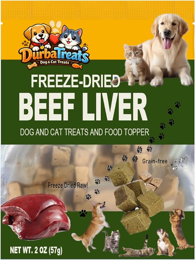 Freeze Dried Beef Liver Raw Nutrition Dog & Cat Treats - Healthy Snacks, Food Topper. Weight Control, Training Bites, High Protein (2 Ounce, Beef Liver)